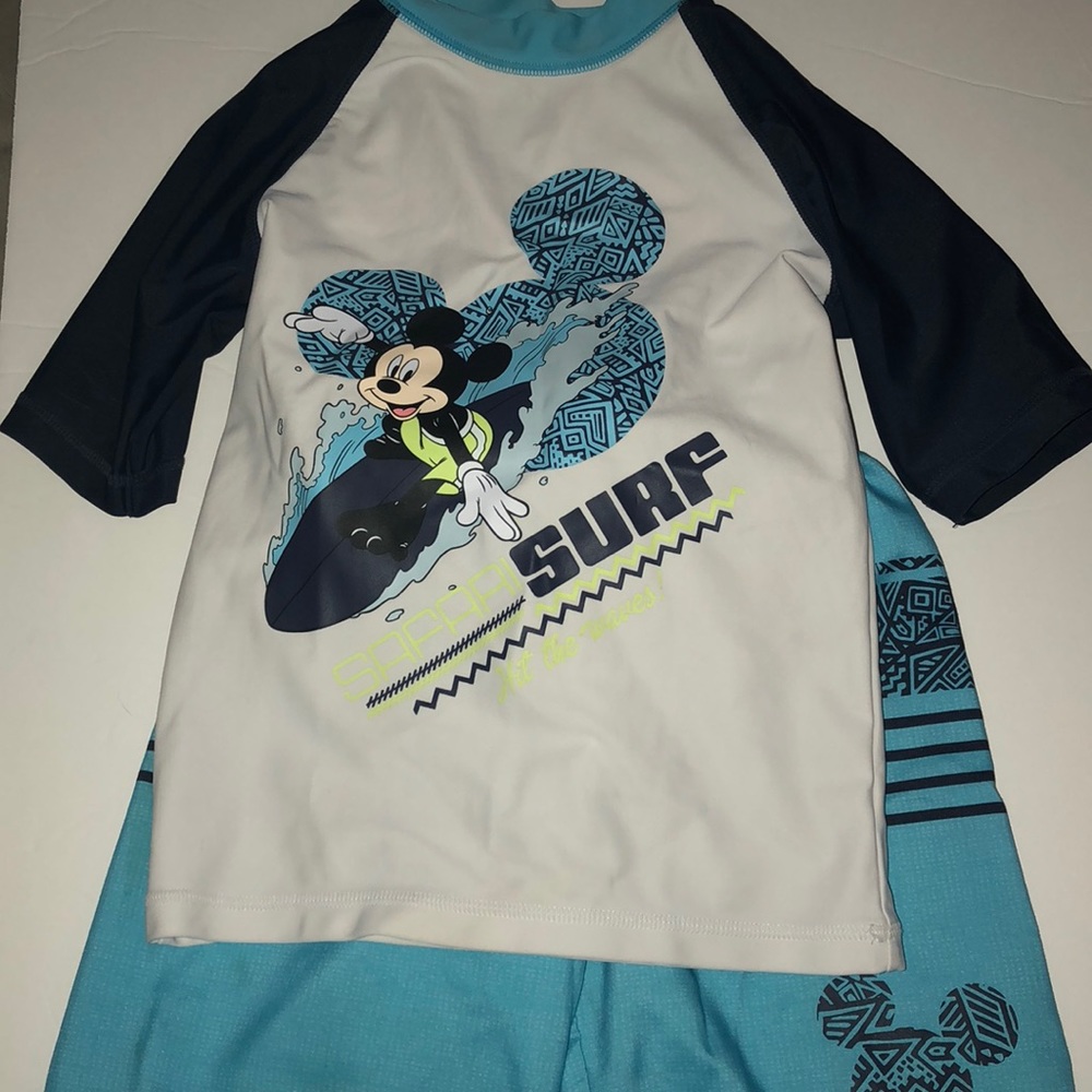 Mickey swimsuit rash guard and swim shorts size 5T